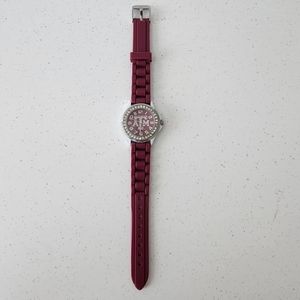 Texas A&M University Maroon Jelly Band With Crystals Watch